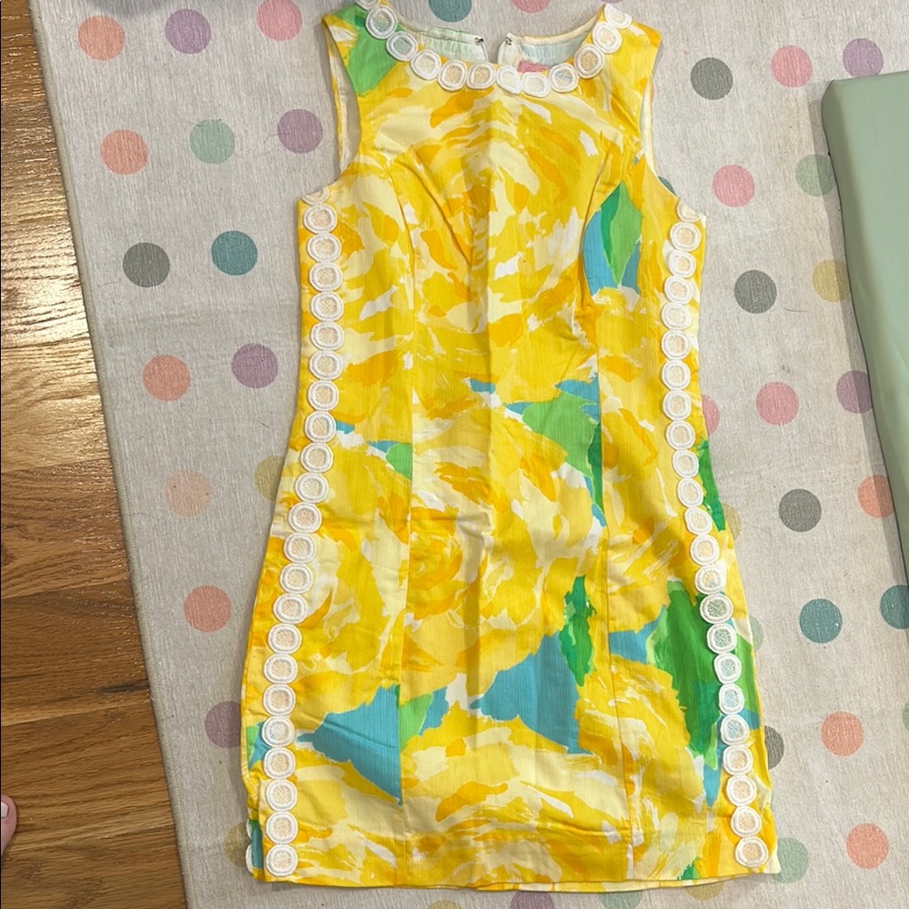 Lilly Pulitzer Yellow and Green Dress with White Accents First Impressions